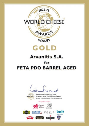 Feta maturată în butoi PDO Arvanitis.